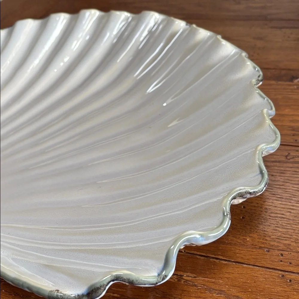 Pottery Barn Under the Sea Scallop Shell Platter Large Plate Clam Ivory 15